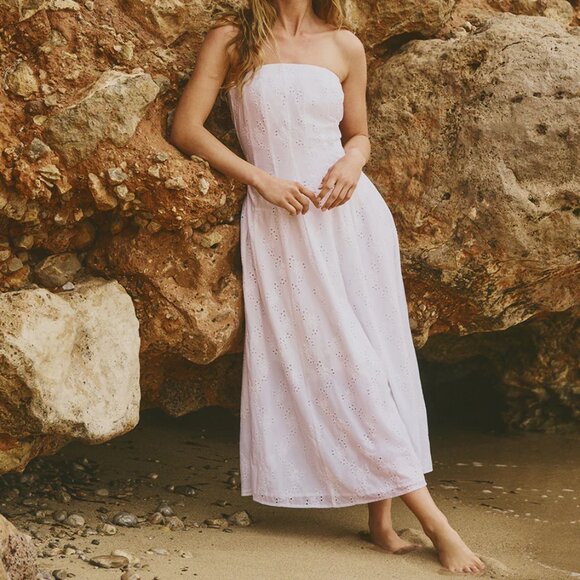 Nobody's Child Newbury White Broderie Anglaise Midi Dress | NWT | Removable Stra - Picture 1 of 8